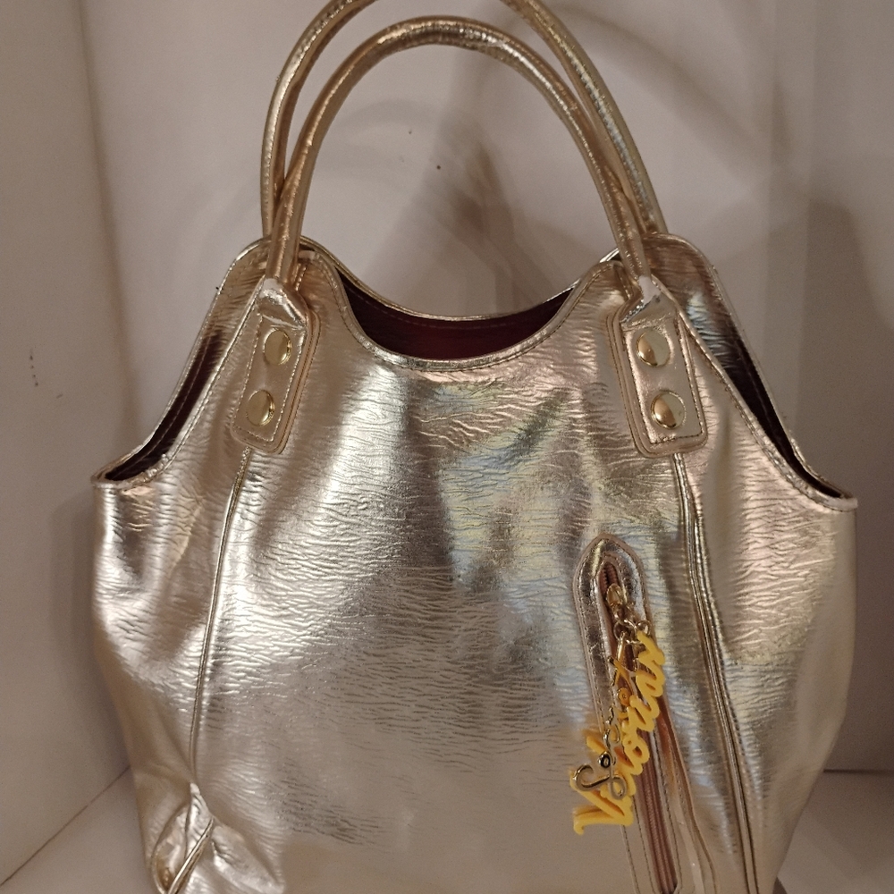 Victoria Secret Metallic Shoulder Tote Purse